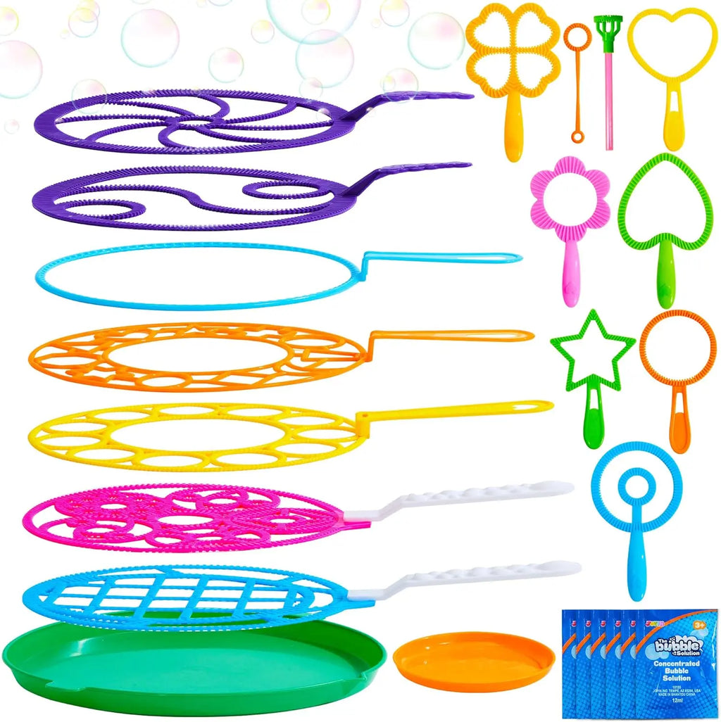 JOYFY 8 Pieces Large Bubble Wands Giant Bubble Toys Set with Loose Tray for Kids Summer Outdoor Activity Party Favors