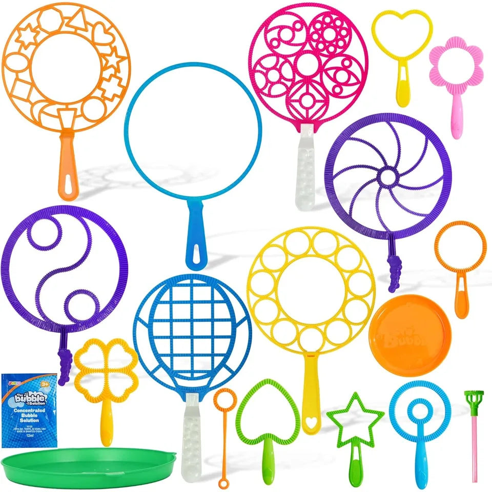 JOYFY 8 Pieces Large Bubble Wands Giant Bubble Toys Set with Loose Tray for Kids Summer Outdoor Activity Party Favors