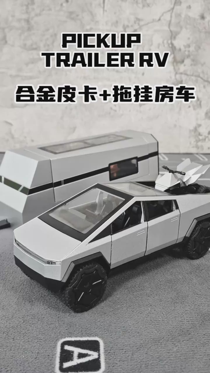 Cyber truck pickup trailer RV metal alloy toy car model die-casting off-road vehicle men's gift collection truck ornaments